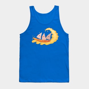 Cute nachos corn chips surfing cartoon Tank Top